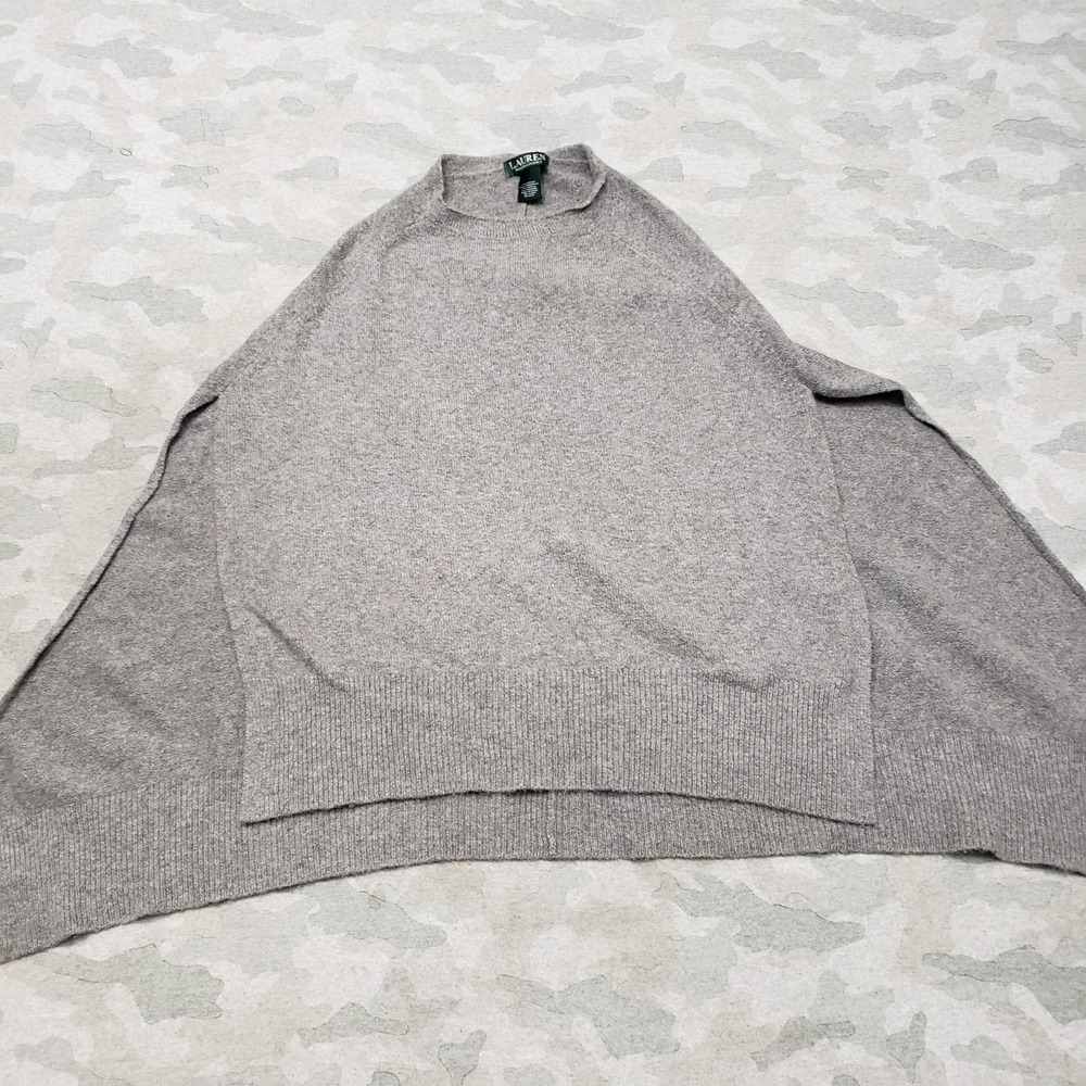 Lauren Ralph Lauren Cape Womens One Size Gray Pullover Lambswool‎ Pancho